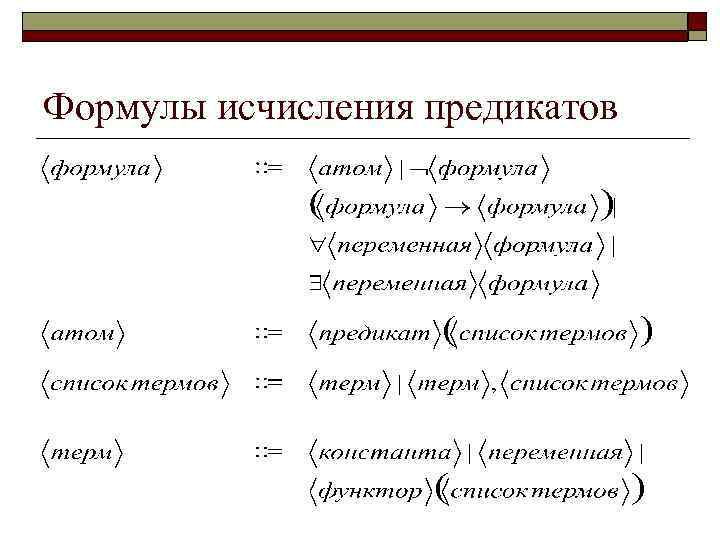 Понятие формулы. Формулы исчисления предикатов. Составные элементы исчисления предикатов. Атомарные формулы исчисления предикатов. Формулы исчисления предикатов примеры.