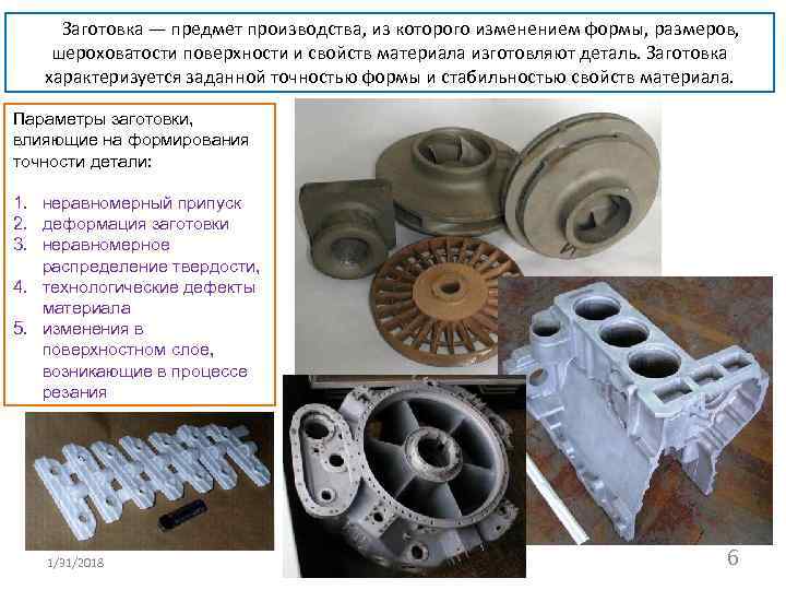 Заготовка — предмет производства, из которого изменением формы, размеров, шероховатости поверхности и свойств материала