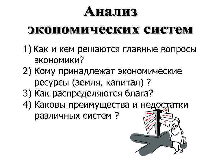 1) Как и кем решаются главные вопросы экономики? 2) Кому принадлежат экономические ресурсы (земля,