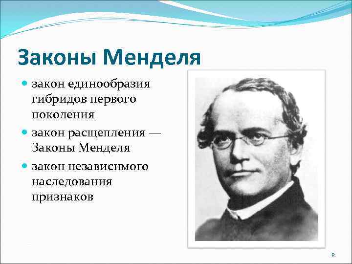 Законы Менделя закон единообразия гибридов первого поколения закон расщепления — Законы Менделя закон независимого