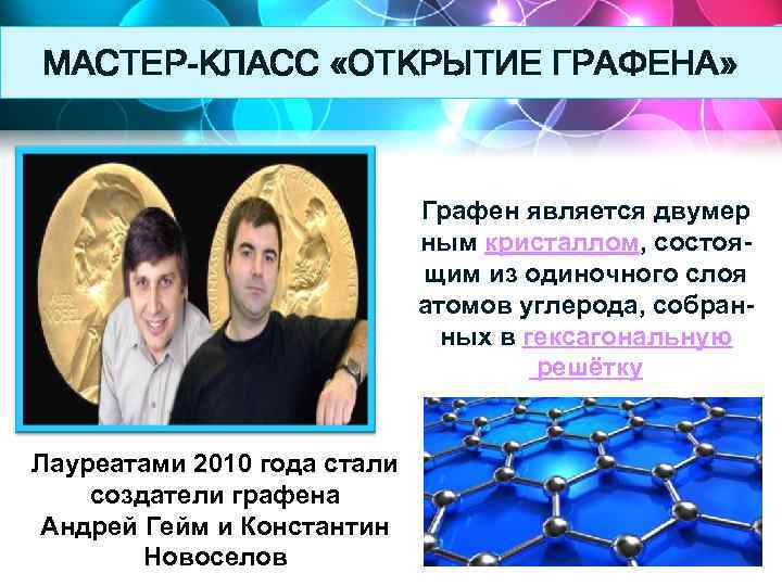 МАСТЕР-КЛАСС «ОТКРЫТИЕ ГРАФЕНА» Графен является двумер ным кристаллом, состоящим из одиночного слоя атомов углерода,