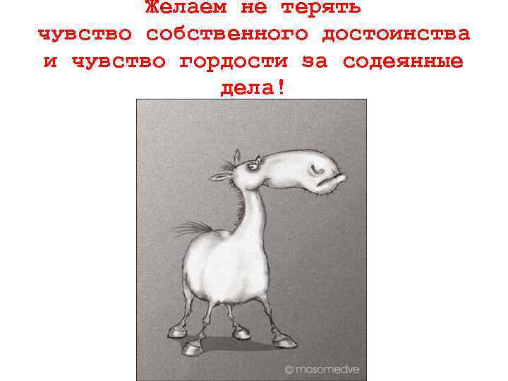 Желаем не терять чувство собственного достоинства и чувство гордости за содеянные дела! 