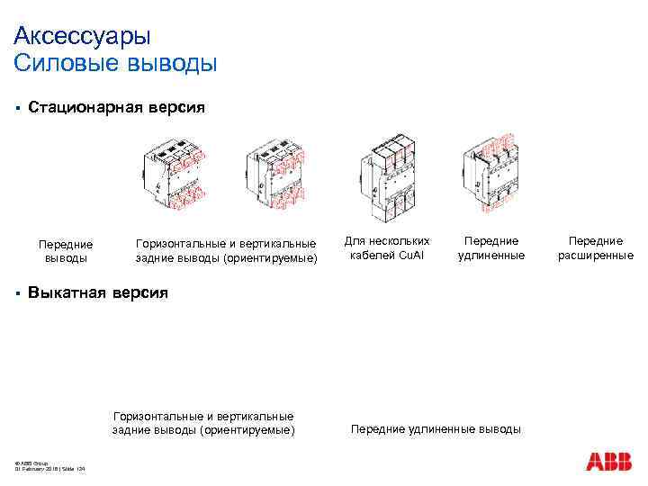 Аксессуары Силовые выводы § Стационарная версия Передние выводы § Горизонтальные и вертикальные задние выводы