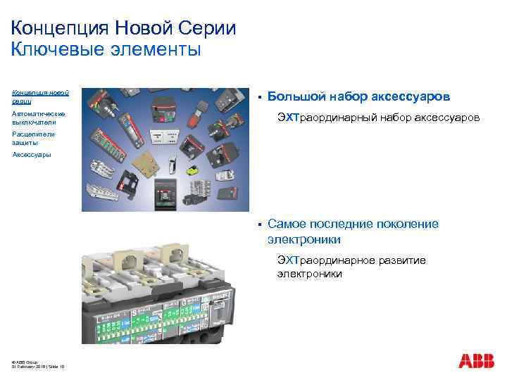 Концепция Новой Серии Ключевые элементы Концепция новой серии § Автоматические выключатели Большой набор аксессуаров