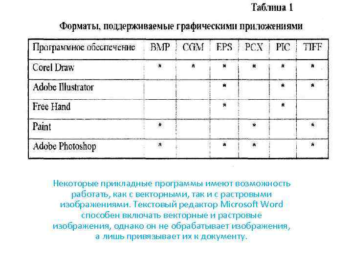Некоторые прикладные программы имеют возможность работать, как с векторными, так и с растровыми изображениями.
