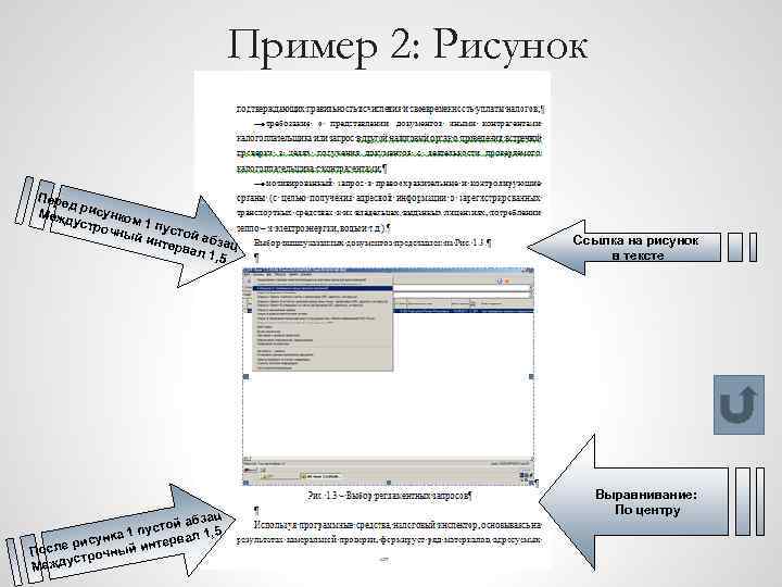 Пример 2: Рисунок Пере д Меж рисунко дуст м 1 п рочн ый и