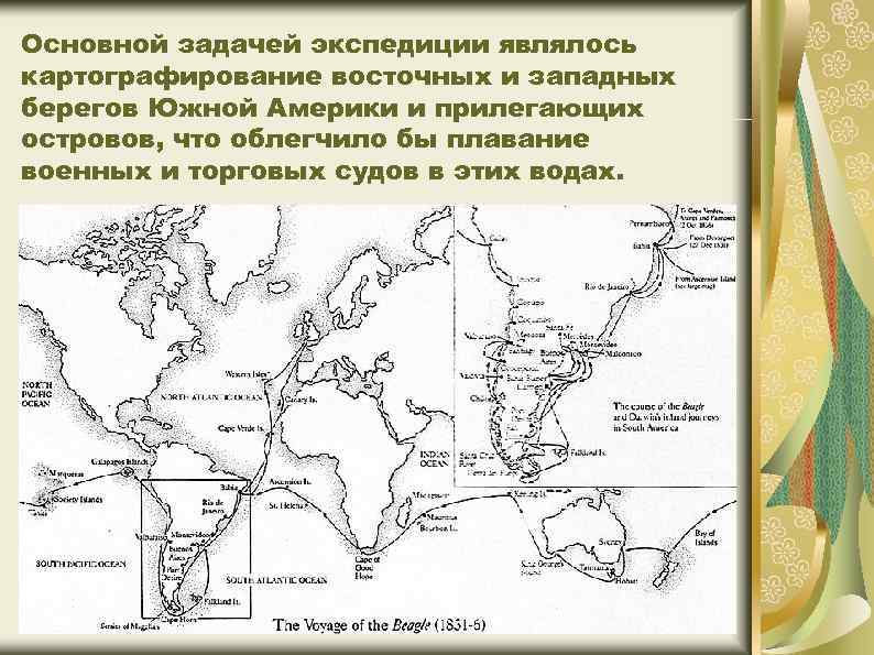 Основной задачей экспедиции являлось картографирование восточных и западных берегов Южной Америки и прилегающих островов,