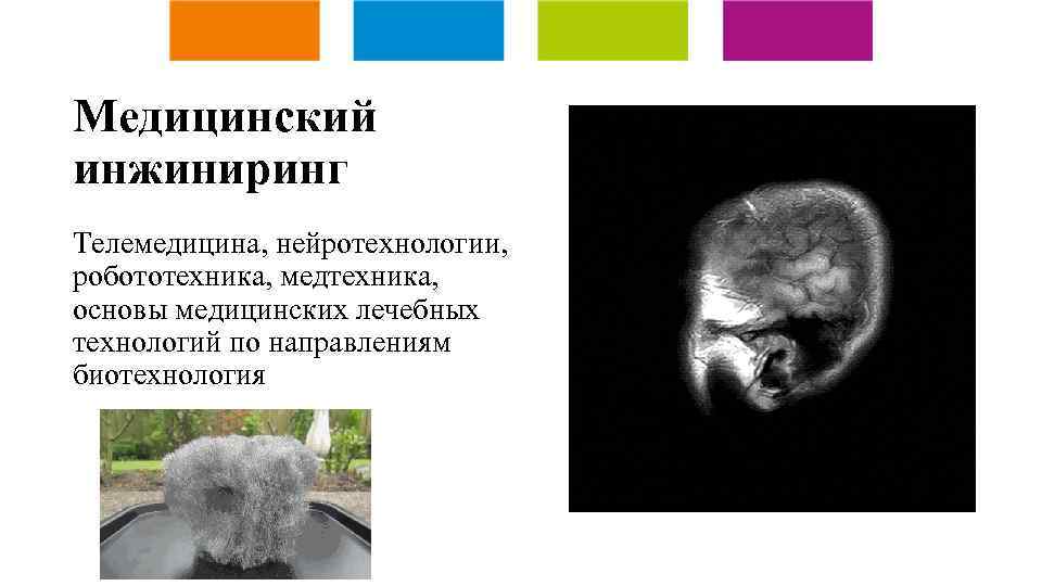 Медицинский инжиниринг Телемедицина, нейротехнологии, робототехника, медтехника, основы медицинских лечебных технологий по направлениям биотехнология 