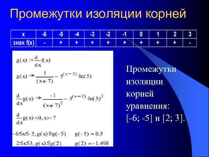 Решение уравнений интервалами график