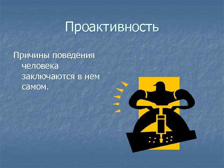 Проактивность Причины поведения человека заключаются в нем самом. 