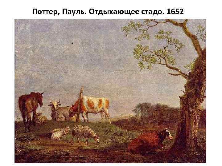 Поттер, Пауль. Отдыхающее стадо. 1652 