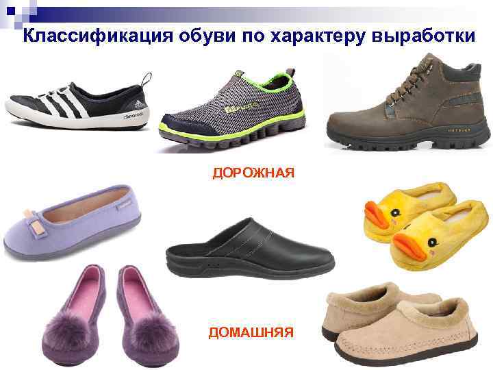 Классификация обуви по характеру выработки ДОРОЖНАЯ ДОМАШНЯЯ 
