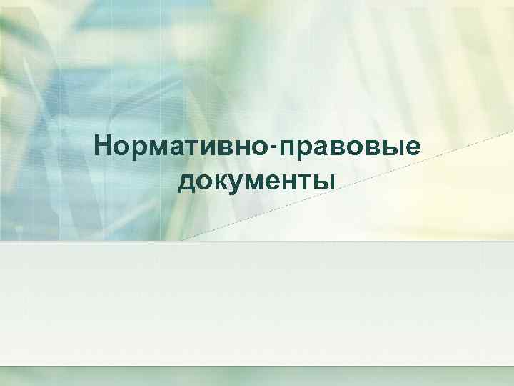 Нормативно-правовые документы 