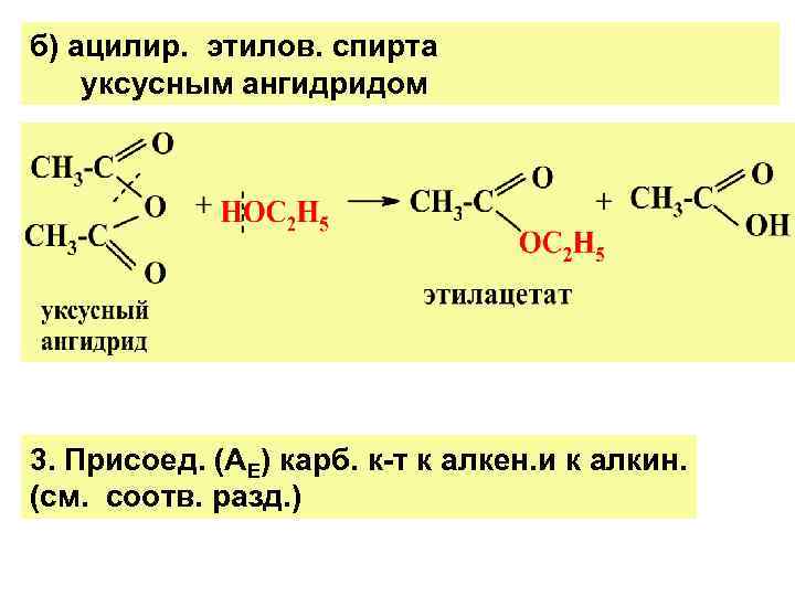 Реакция уксусной кислоты и метилового спирта