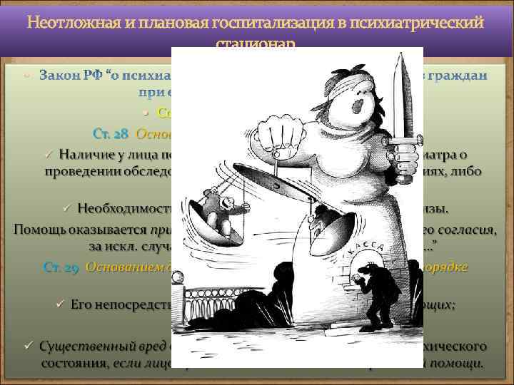 Неотложная и плановая госпитализация в психиатрический стационар 