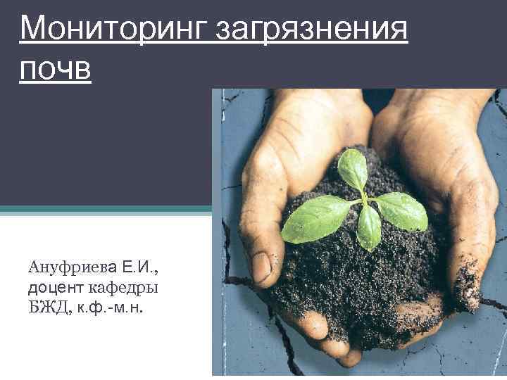 Мониторинг загрязнения почв Ануфриева Е. И. , доцент кафедры БЖД, к. ф. м. н.