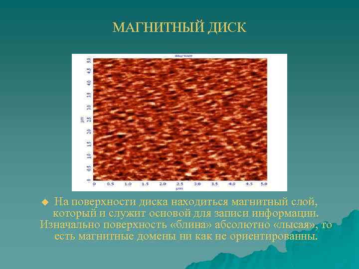 МАГНИТНЫЙ ДИСК На поверхности диска находиться магнитный слой, который и служит основой для записи