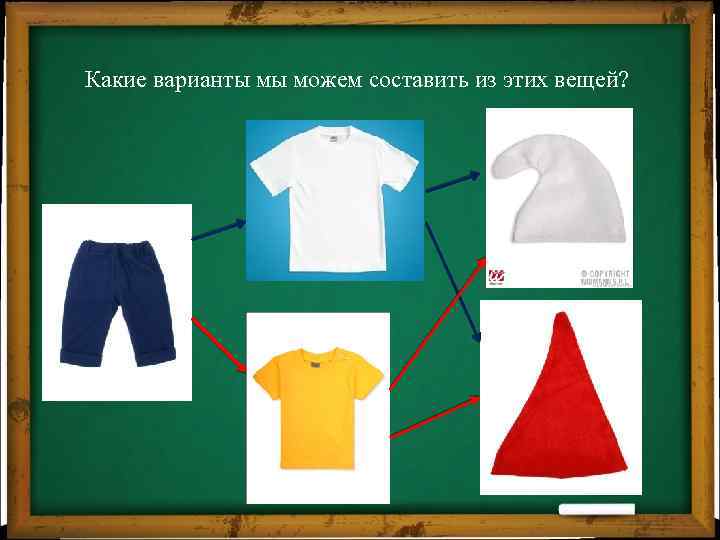 Какие варианты мы можем составить из этих вещей? 