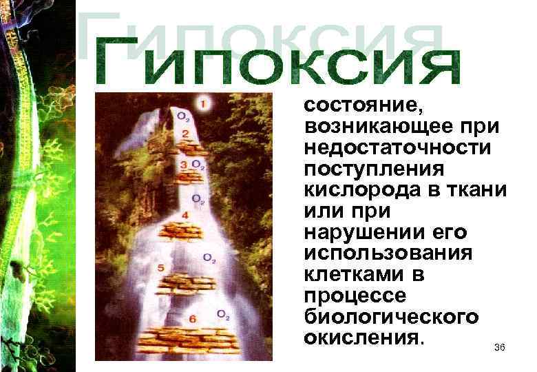 состояние, возникающее при недостаточности поступления кислорода в ткани или при нарушении его использования клетками
