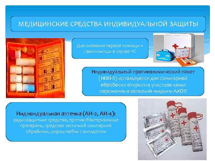 МЕДИЦИНСКИЕ СРЕДСТВА ИНДИВИДУАЛЬНОЙ ЗАЩИТЫ Для оказания первой помощи и самопомощи в случае ЧС Индивидуальный