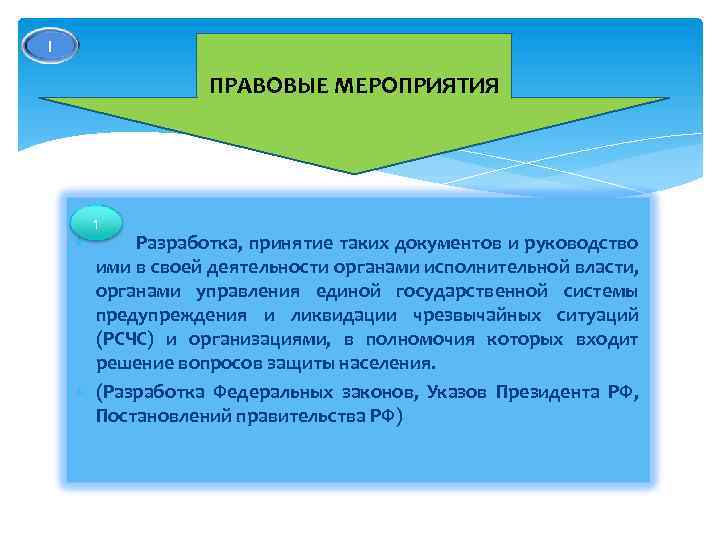 I ПРАВОВЫЕ МЕРОПРИЯТИЯ 1 Разработка, принятие таких документов и руководство ими в своей деятельности