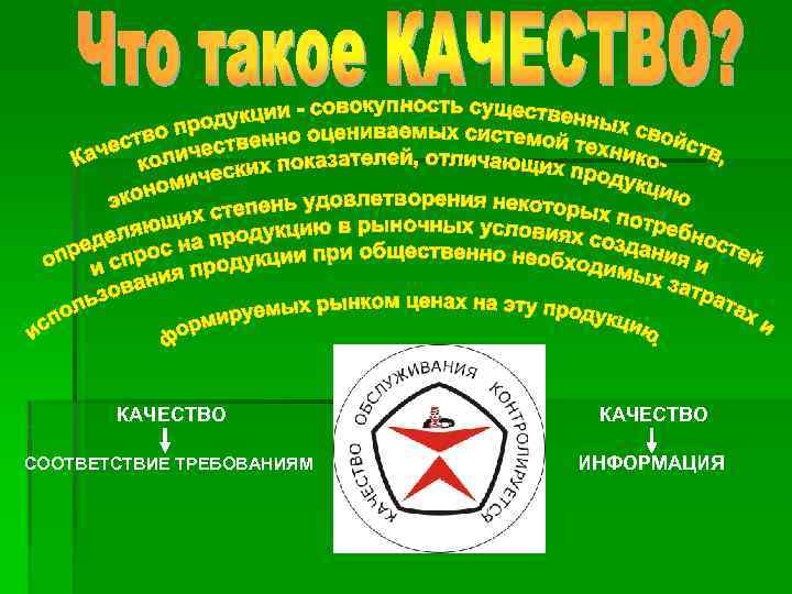 КАЧЕСТВО СООТВЕТСТВИЕ ТРЕБОВАНИЯМ ИНФОРМАЦИЯ 