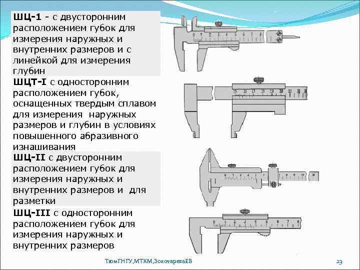 ШЦ-1 - с двусторонним расположением губок для измерения наружных и внутренних размеров и с