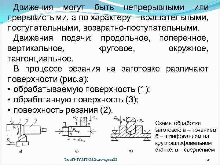 Движения могут быть непрерывными или прерывистыми, а по характеру – вращательными, поступательными, возвратно-поступательными. Движения