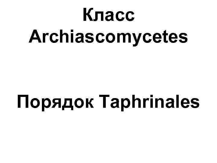 Класс Archiascomycetes Порядок Taphrinales 