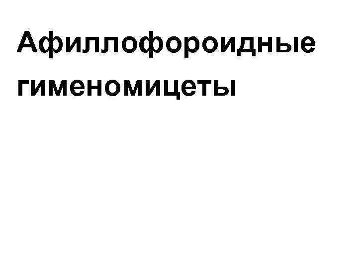 Афиллофороидные гименомицеты 