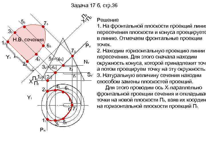 Площадь сечения поверхности плоскостью. Методы построение натуральной величины сечения. Натуральная величина сечения. Нахождение натуральной величины сечения. Методы определения натуральной величины сечения.