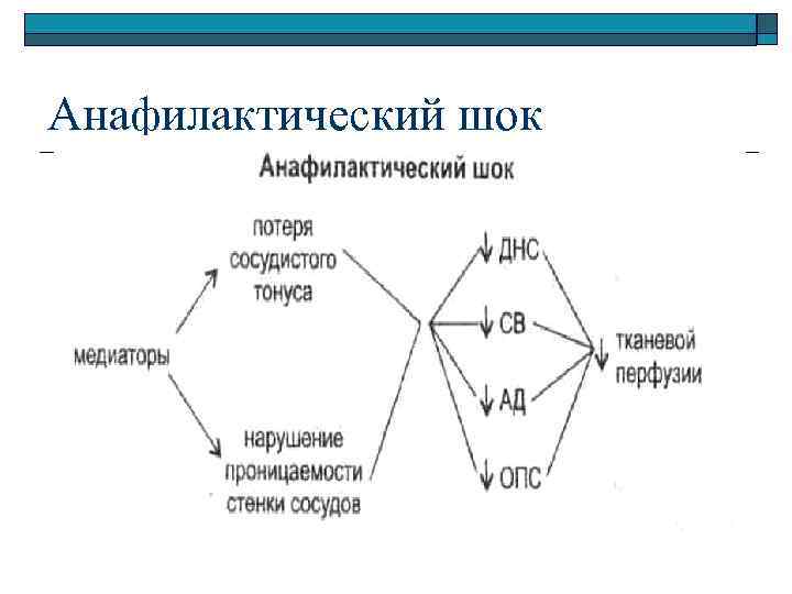 Схема патогенеза анафилактического шока