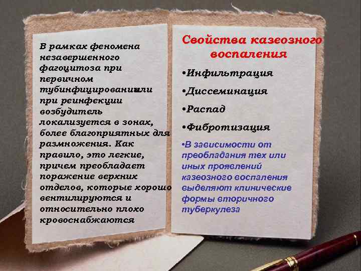 В рамках феномена незавершенного фагоцитоза при первичном тубинфицировании или при реинфекции возбудитель локализуется в