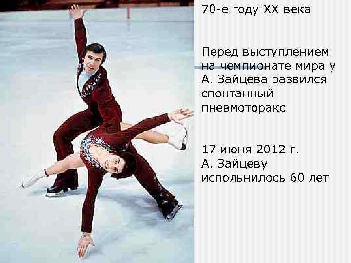 70 -е году ХХ века Перед выступлением на чемпионате мира у А. Зайцева развился