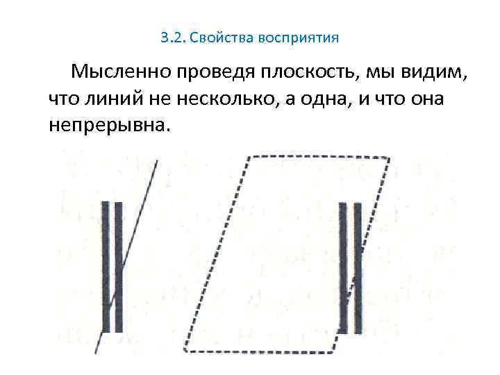 3. 2. Свойства восприятия Мысленно проведя плоскость, мы видим, что линий не несколько, а