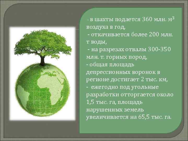  - в шахты подается 360 млн. м 3 воздуха в год, - откачивается