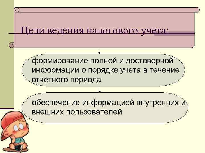 Цели ведения налогового учета: формирование полной и достоверной информации о порядке учета в течение