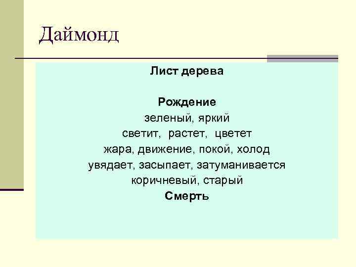 Даймонд Лист дерева Рождение зеленый, яркий светит, растет, цветет жара, движение, покой, холод увядает,