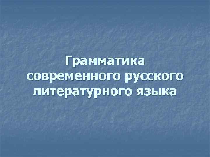 Грамматика современного русского литературного языка 