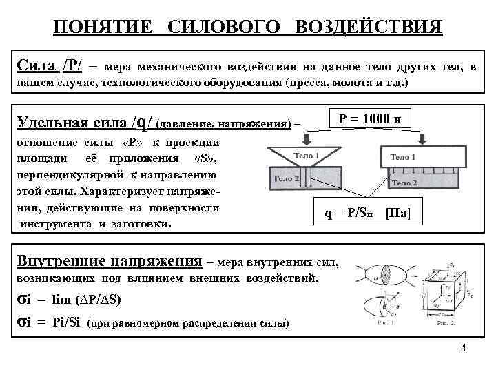 ПОНЯТИЕ СИЛОВОГО ВОЗДЕЙСТВИЯ Сила /Р/ – мера механического воздействия на данное тело других тел,