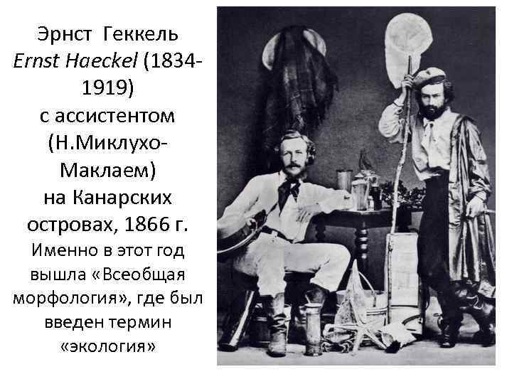 Эрнст Геккель Ernst Haeckel (18341919) c ассистентом (Н. Миклухо. Маклаем) на Канарских островах, 1866