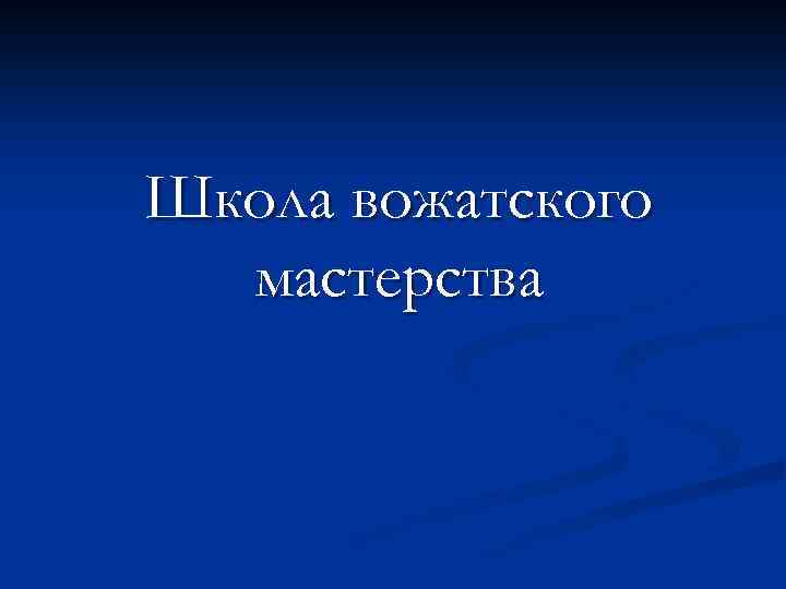 Школа вожатского мастерства 