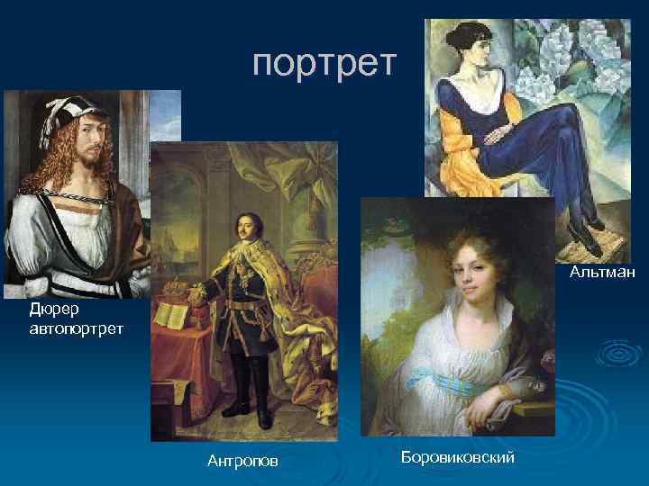 портрет Альтман Дюрер автопортрет Антропов Боровиковский 