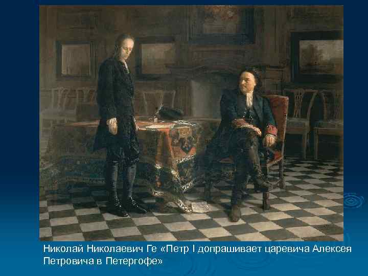 Николай Николаевич Ге «Петр I допрашивает царевича Алексея Петровича в Петергофе» 