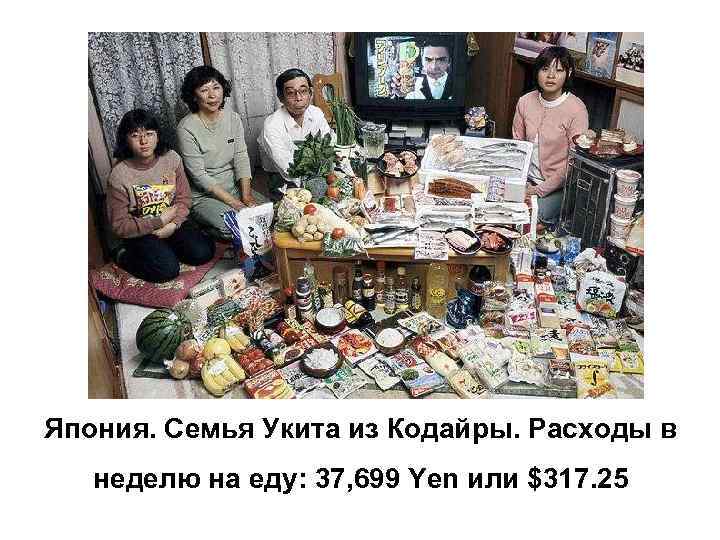Япония. Семья Укита из Кодайры. Расходы в неделю на еду: 37, 699 Yen или