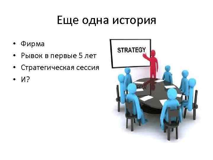 Еще одна история • • Фирма Рывок в первые 5 лет Стратегическая сессия И?
