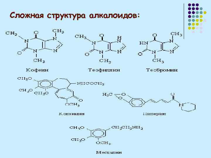 Сложная структура алкалоидов: 