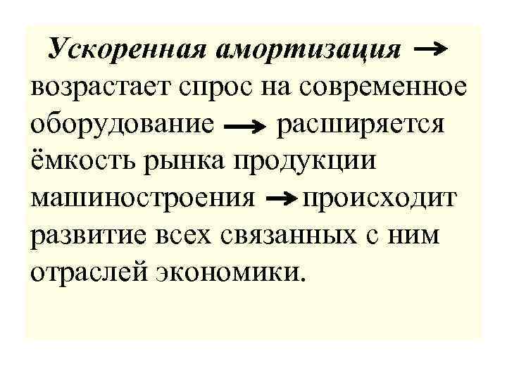  Ускоренная амортизация возрастает спрос на современное оборудование расширяется ёмкость рынка продукции машиностроения происходит