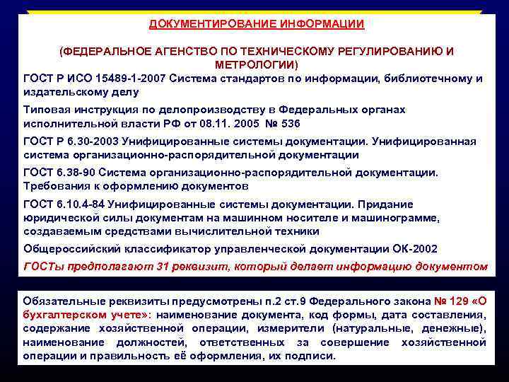 ДОКУМЕНТИРОВАНИЕ ИНФОРМАЦИИ (ФЕДЕРАЛЬНОЕ АГЕНСТВО ПО ТЕХНИЧЕСКОМУ РЕГУЛИРОВАНИЮ И МЕТРОЛОГИИ) ГОСТ Р ИСО 15489 -1
