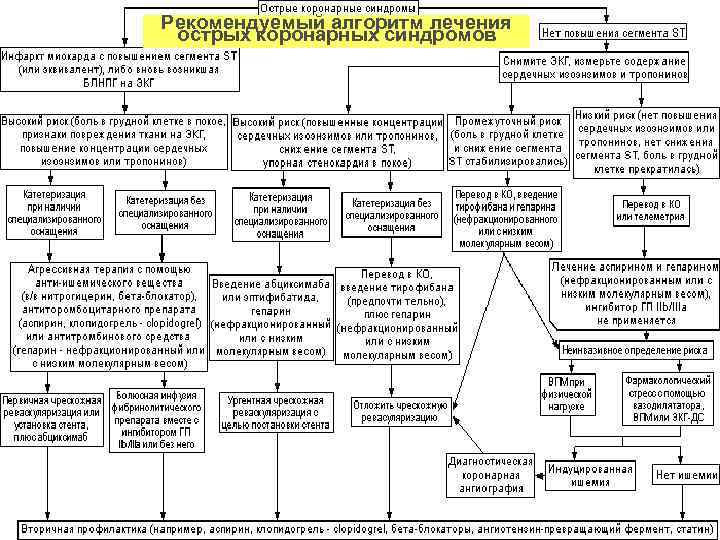 Рекомендуемый алгоритм лечения острых коронарных синдромов 